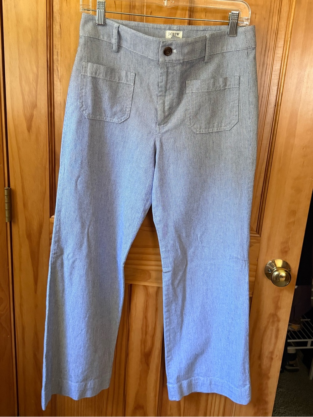 J. Crew Light Blue Wide-Leg Cotton Pants